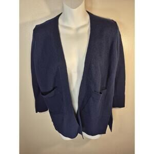 Quince Women's 100% Merino Wool Navy,XS Open Cardigan Pockets, Classic, Designer